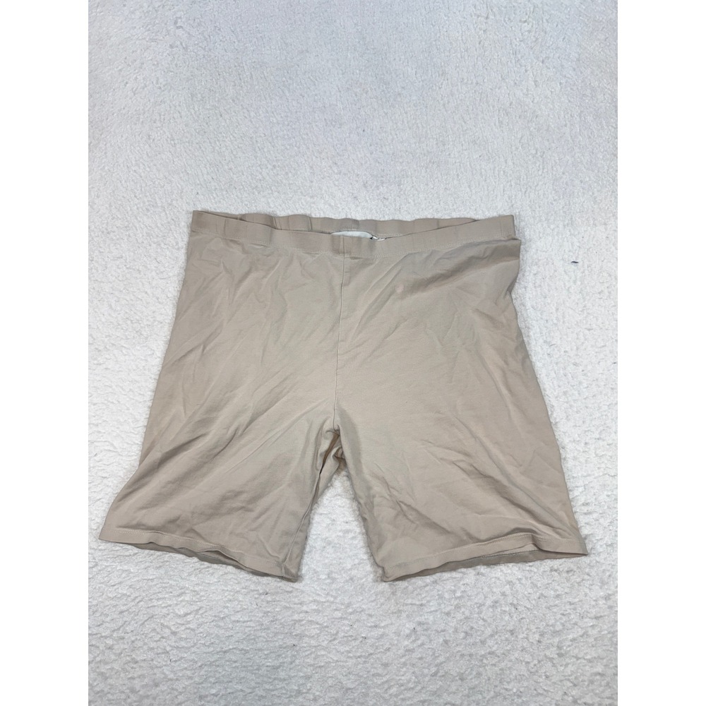 HM Women Beige Cotton Blend Biker Shorts Tan Elastic Waist Size XXL